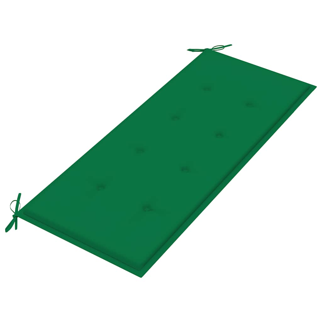 Bancă Batavia cu pernă verde, 120 cm, lemn masiv tec