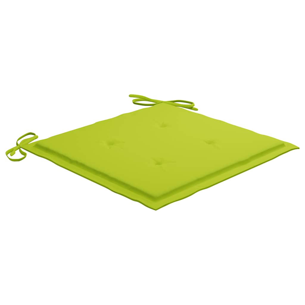 Scaune de grădină cu perne verde aprins, 4 buc., lemn masiv tec