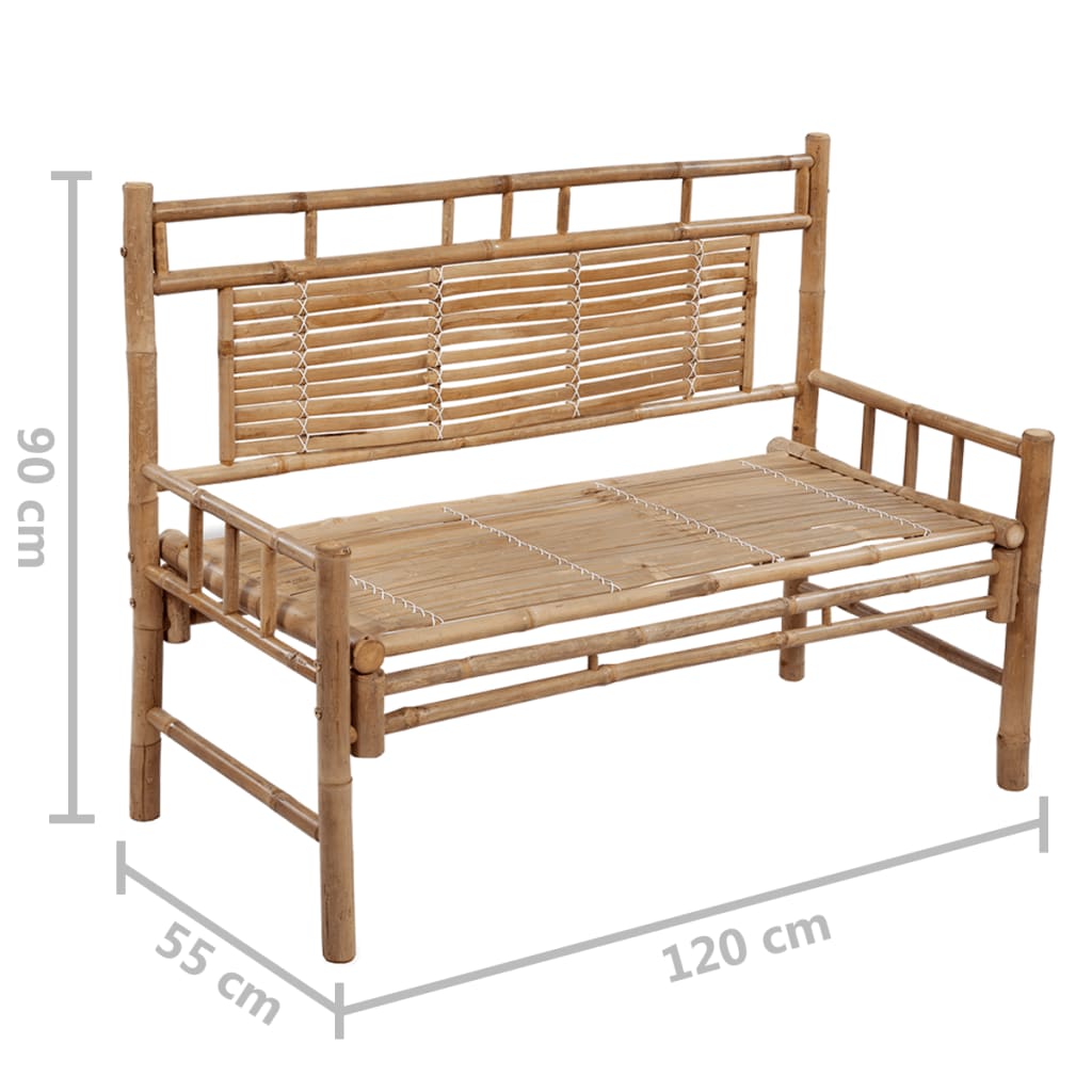 Bancă de grădină cu pernă, 120 cm, bambus