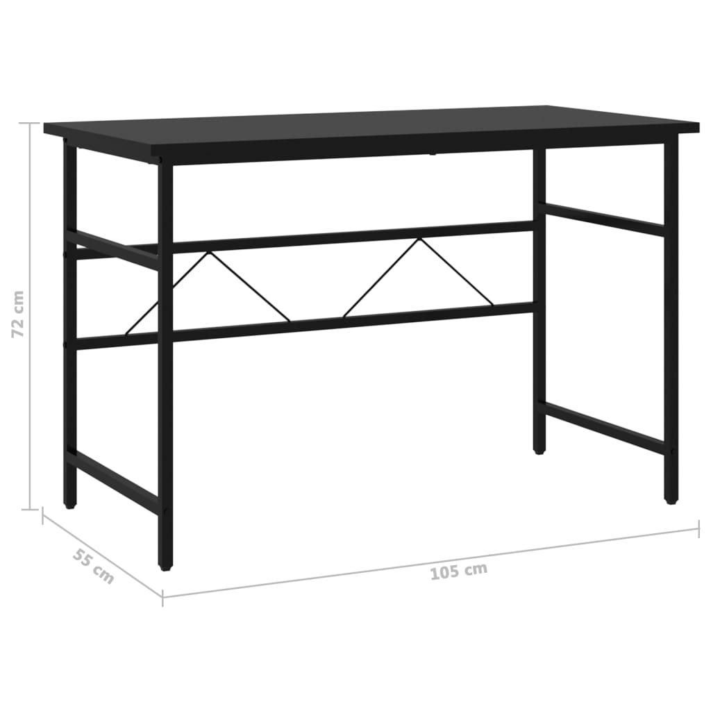 Birou de calculator, negru, 105x55x72 cm, MDF și metal