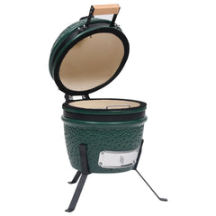 Grătar cu afumătoare 2-în-1 Kamado, verde, 56 cm, ceramică