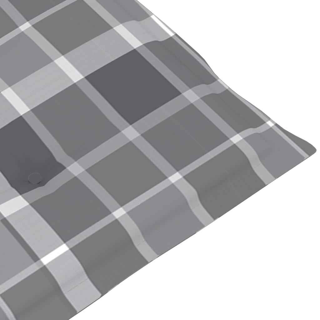 Scaune grădină, perne gri model carouri, 4 buc., lemn masiv tec