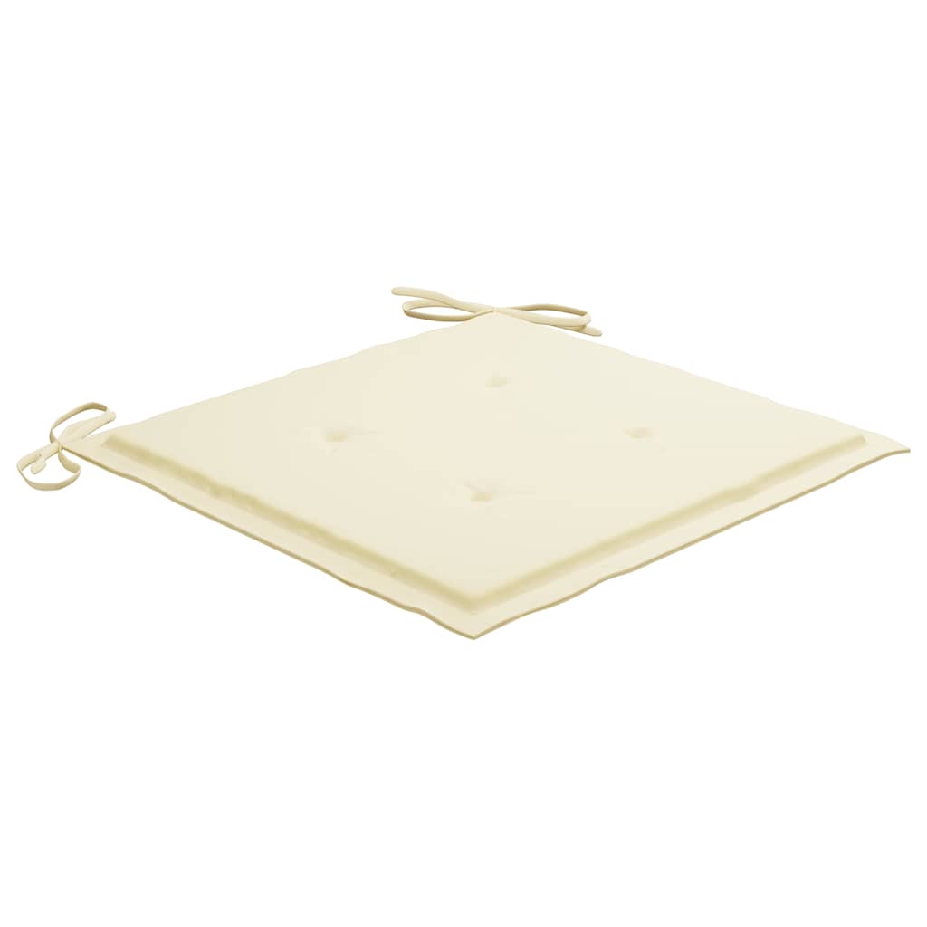 Scaune de grădină cu perne crem, 6 buc., lemn masiv de tec