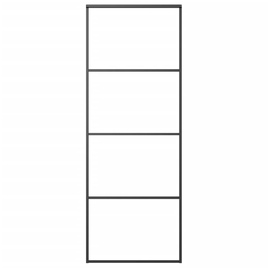 Ușă glisantă, negru, 76x205 cm, aluminiu și sticlă ESG