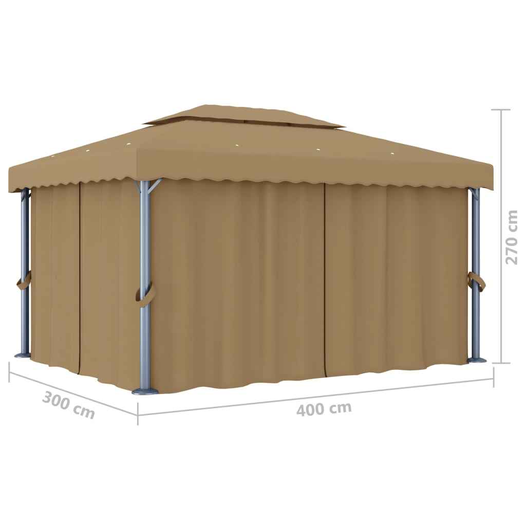 Pavilion cu perdea, gri taupe, 4x3 m, aluminiu