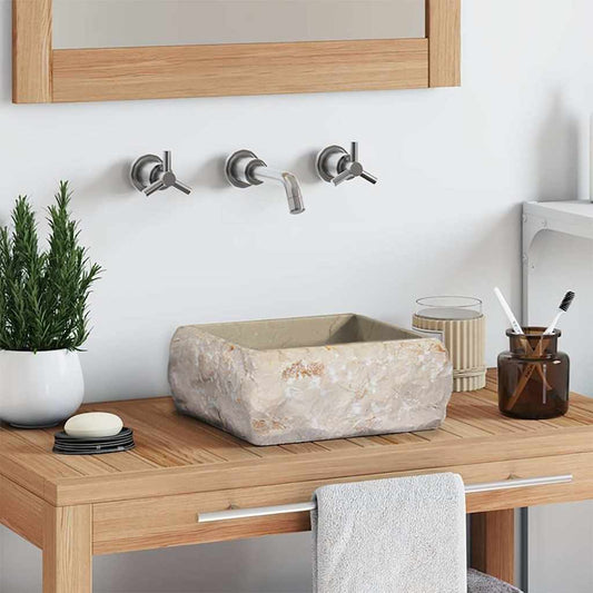 Chiuvetă, crem, 30x30x13 cm, marmură