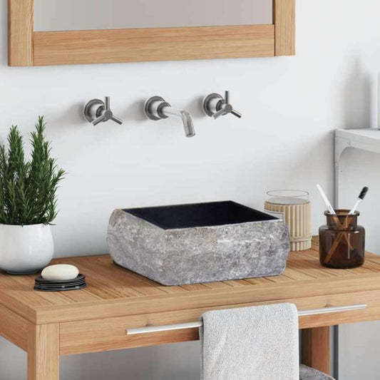 Chiuvetă, negru, 30x30x13 cm, marmură