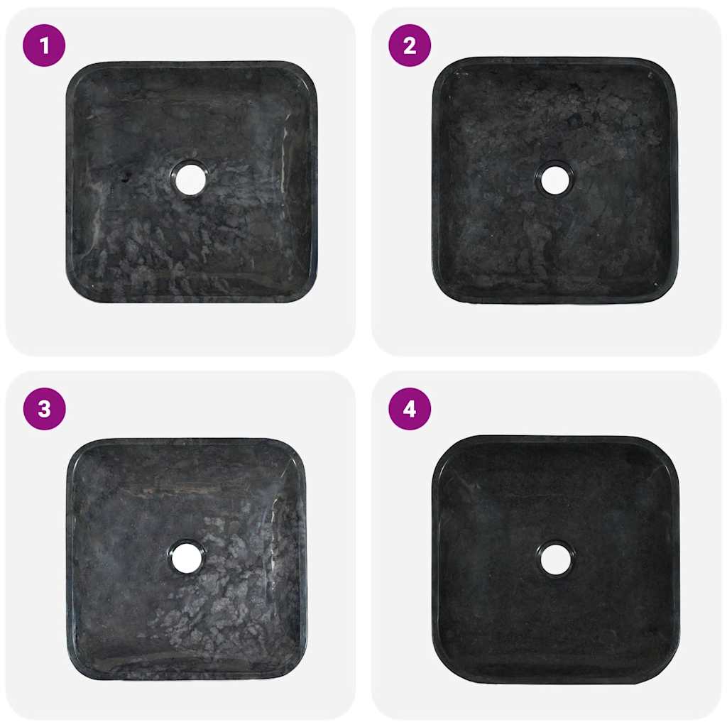 Chiuvetă, neagră, 40x40x10 cm, marmură