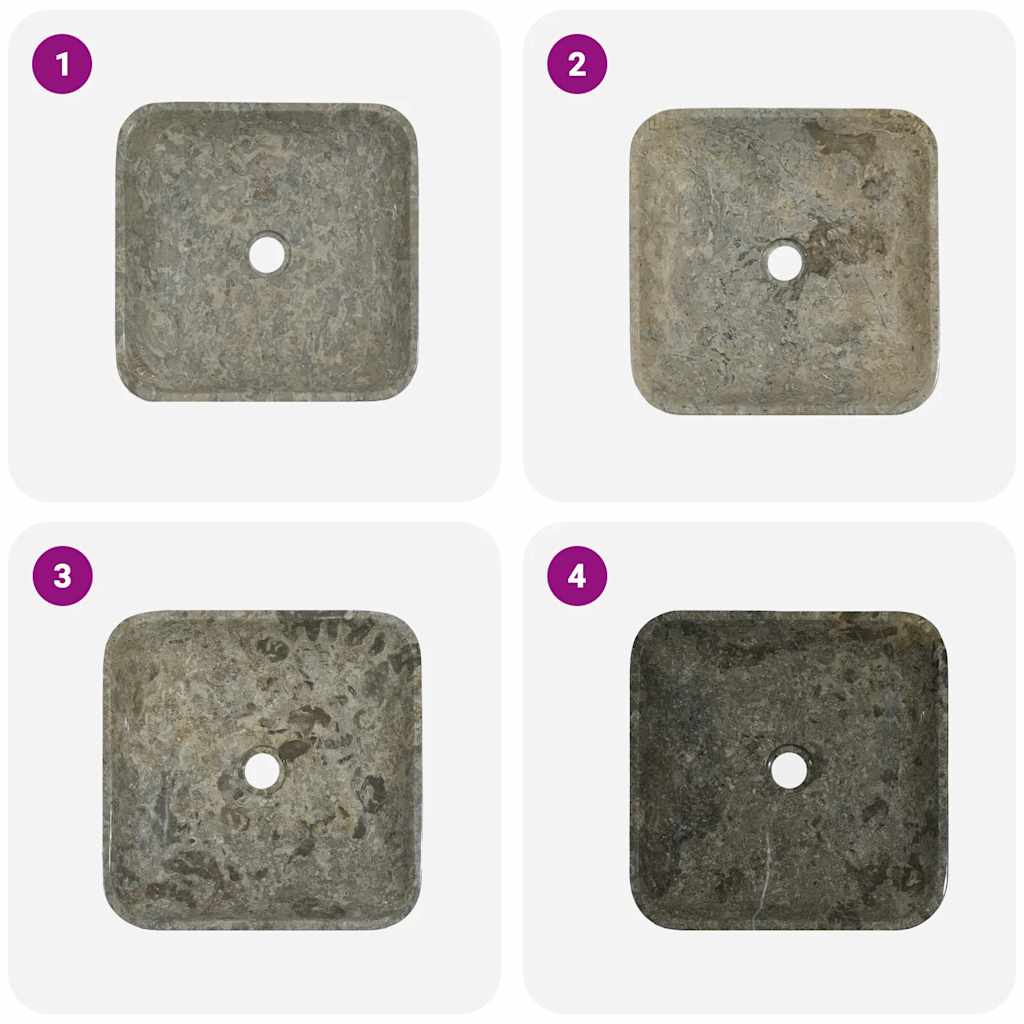 Chiuvetă, gri, 40x40x10 cm, marmură