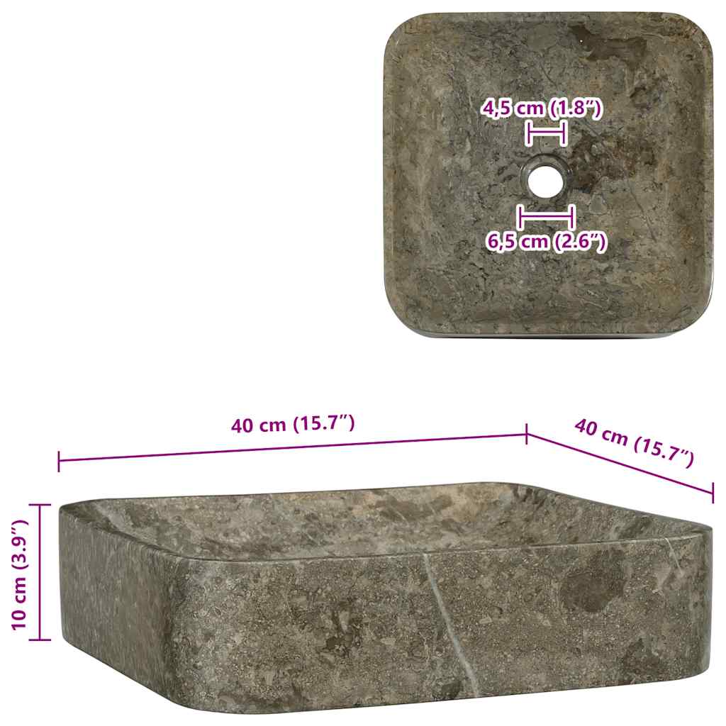 Chiuvetă, gri, 40x40x10 cm, marmură