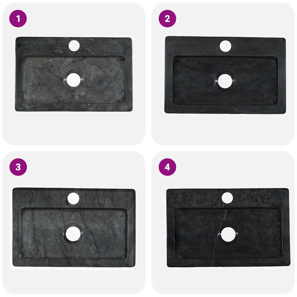 Chiuvetă cu montaj pe perete, negru, 38x24x6,5 cm, marmură