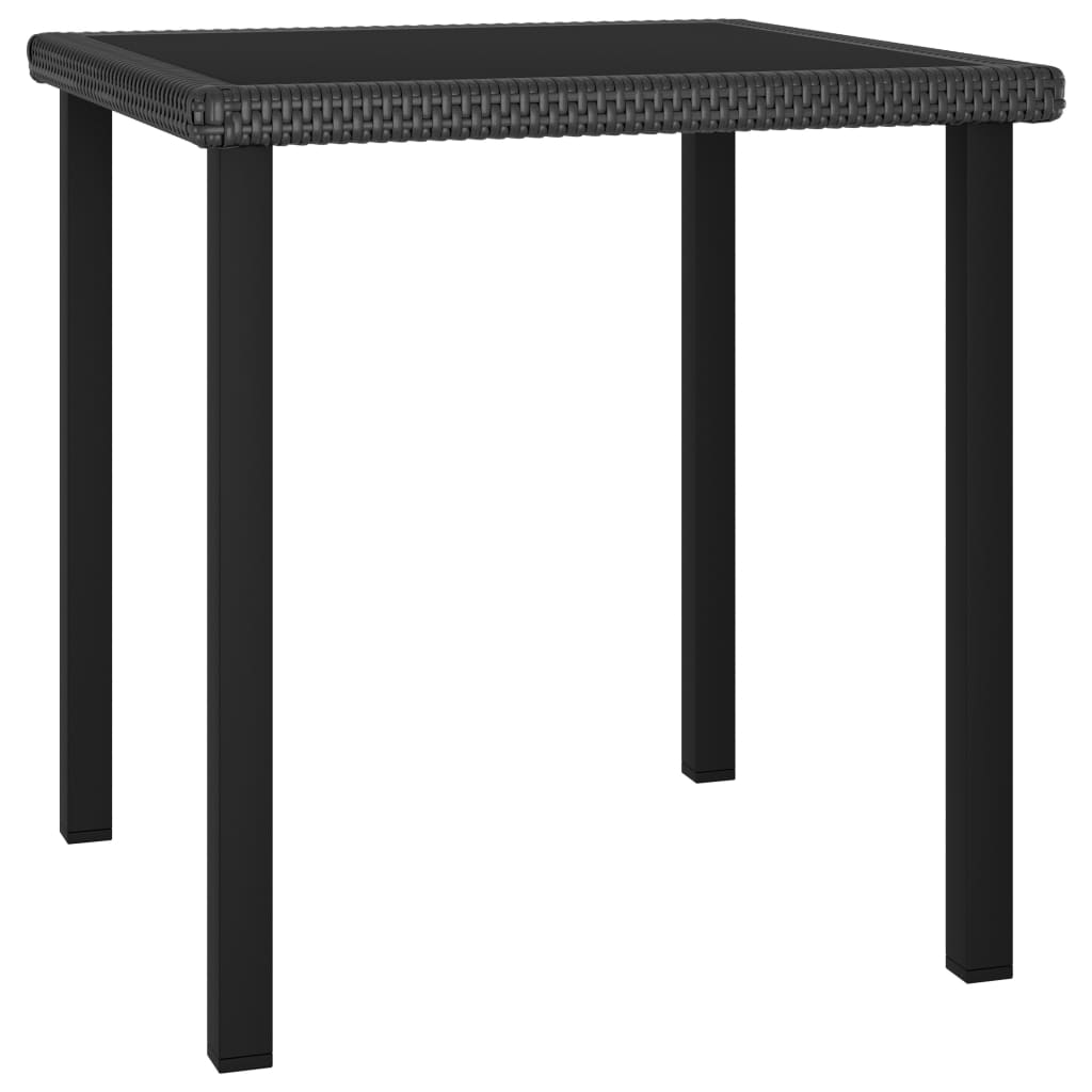 Set de mobilier de grădină, 3 piese, negru, poliratan