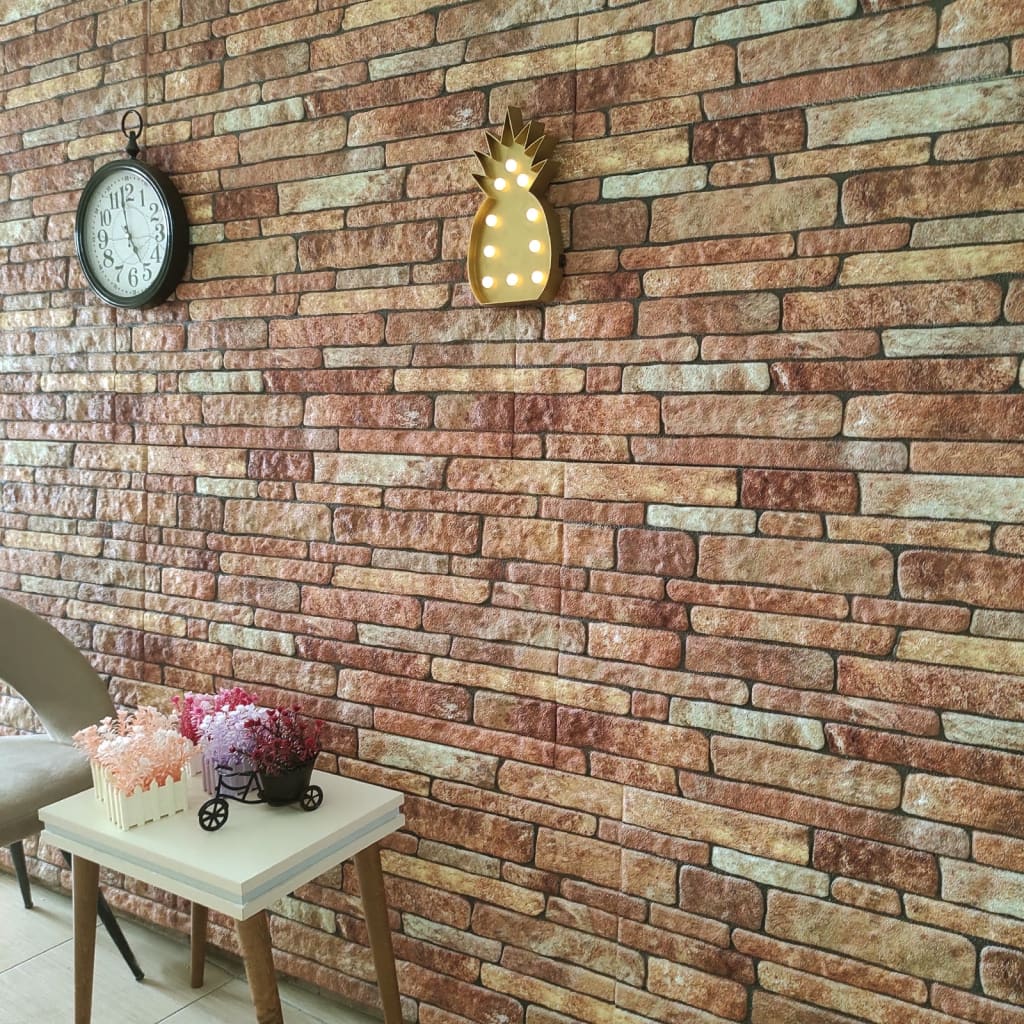 Panouri de perete 3D, model cărămidă, maro, 10 buc., EPS