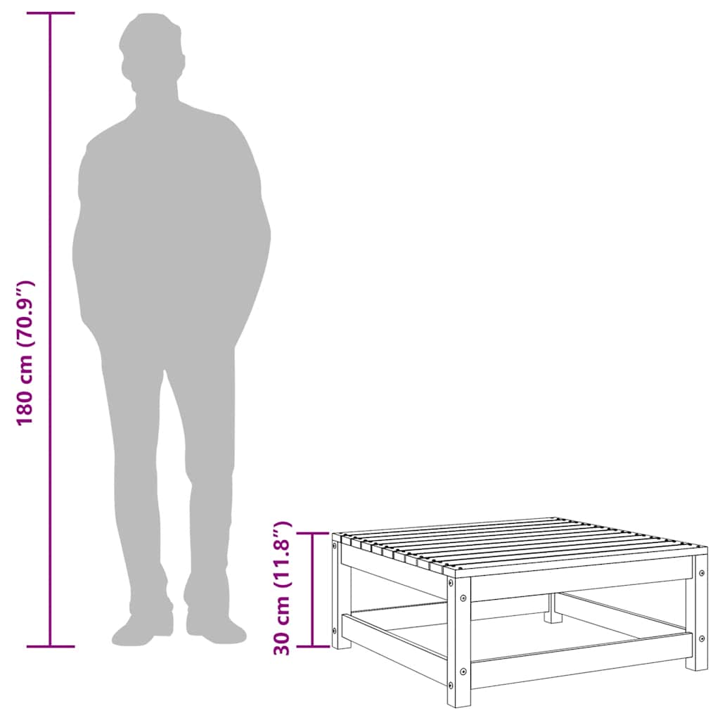 Taburet de grădină, negru, 70x70x30 cm, lemn masiv de pin