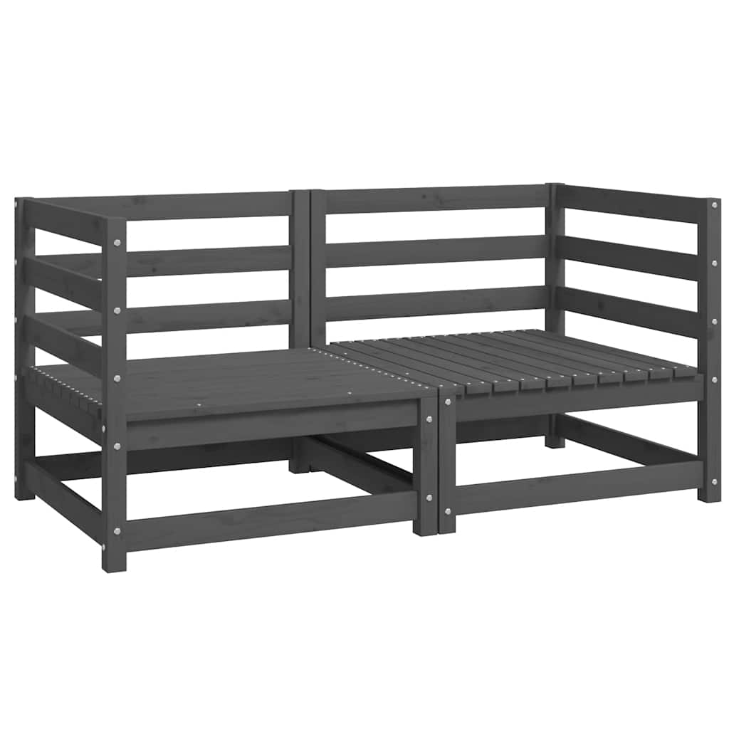 Canapele de colț pentru grădină, 2 buc., gri, lemn masiv de pin