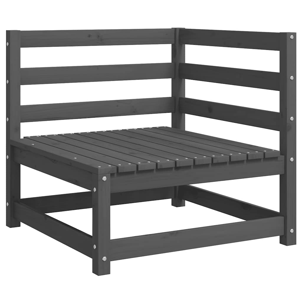 Canapele de colț pentru grădină, 2 buc., gri, lemn masiv de pin