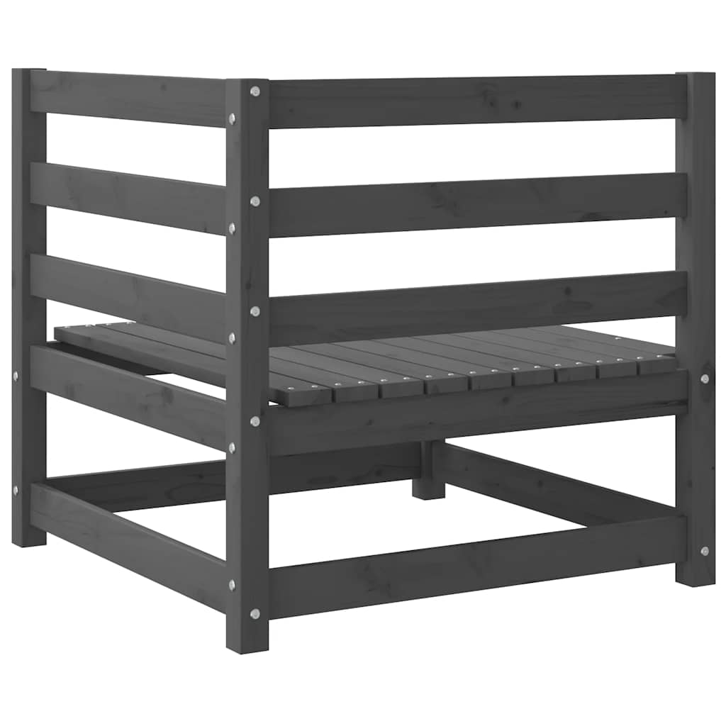 Canapele de colț pentru grădină, 2 buc., gri, lemn masiv de pin