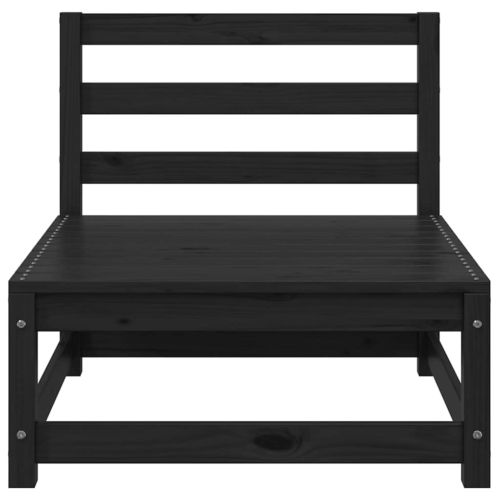 Set mobilier de grădină, 3 piese, negru, lemn masiv de pin