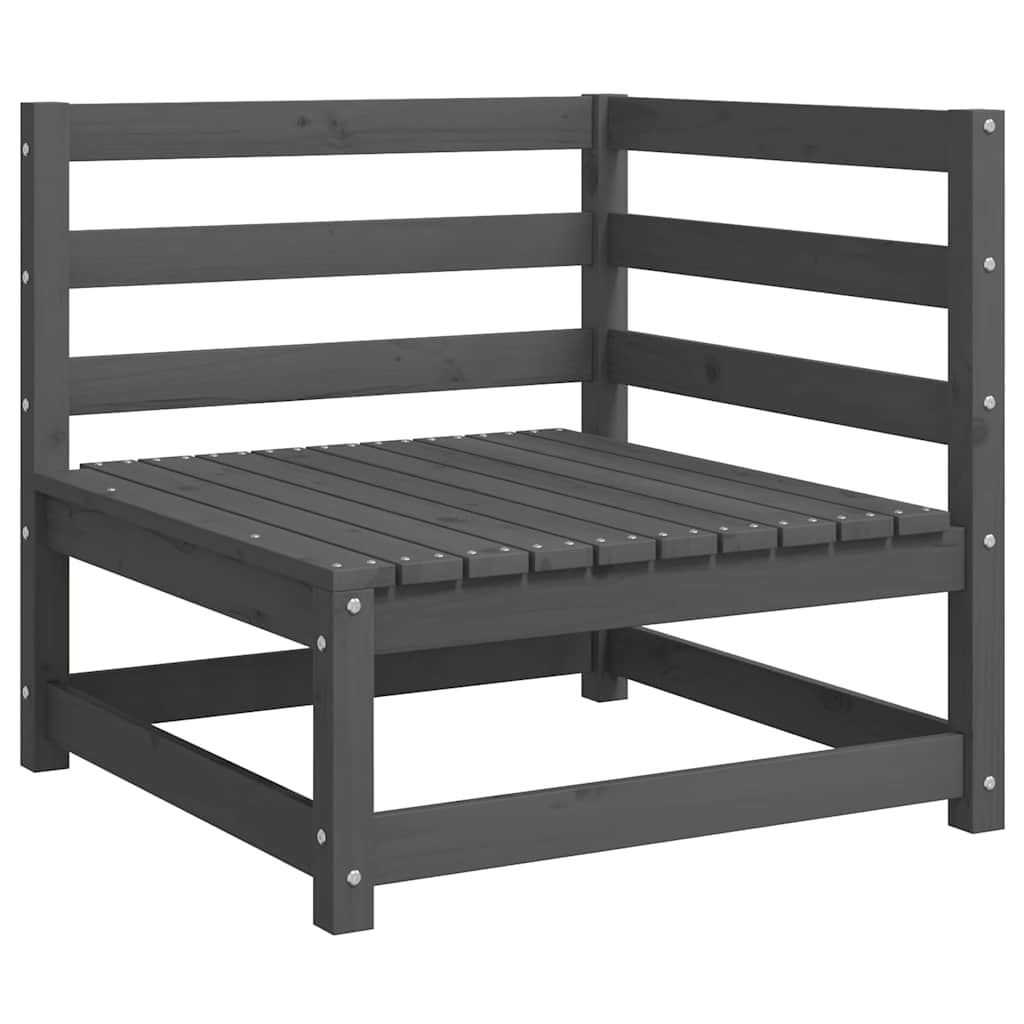 Canapea de grădină cu 2 locuri, cu perne, gri, lemn masiv pin