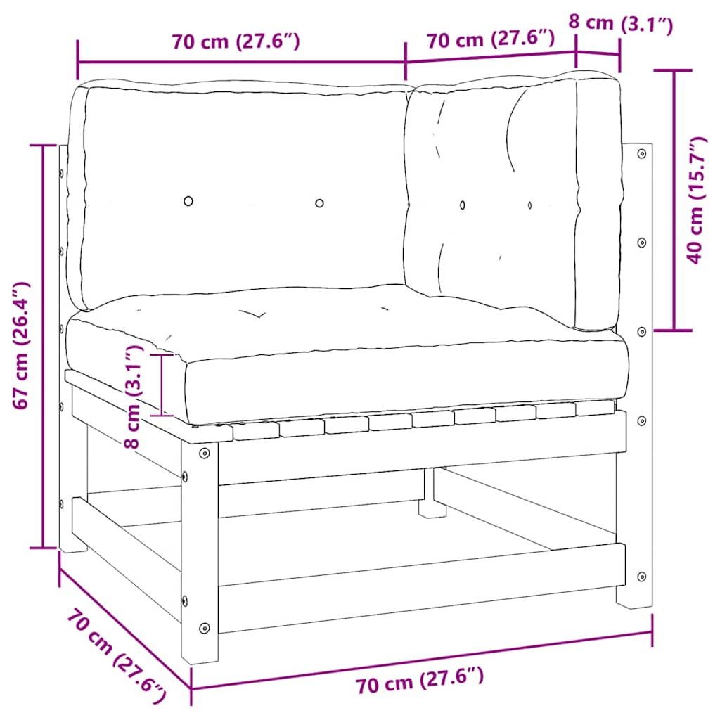 Canapea de grădină cu 2 locuri, cu perne, gri, lemn masiv pin