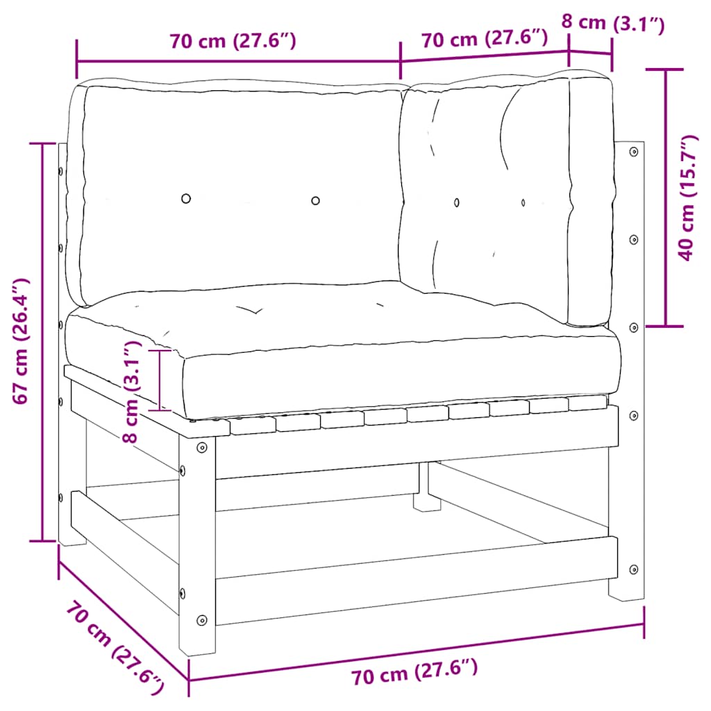 Set mobilier grădină&perne 2 piese, maro miere lemn masiv pin