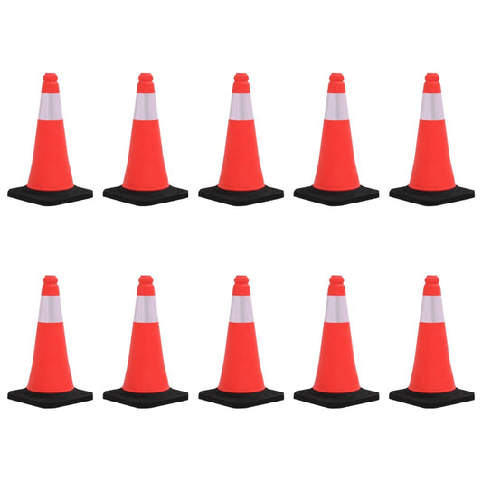 Conuri de trafic reflectorizante cu baze grele, 10 buc., 50 cm