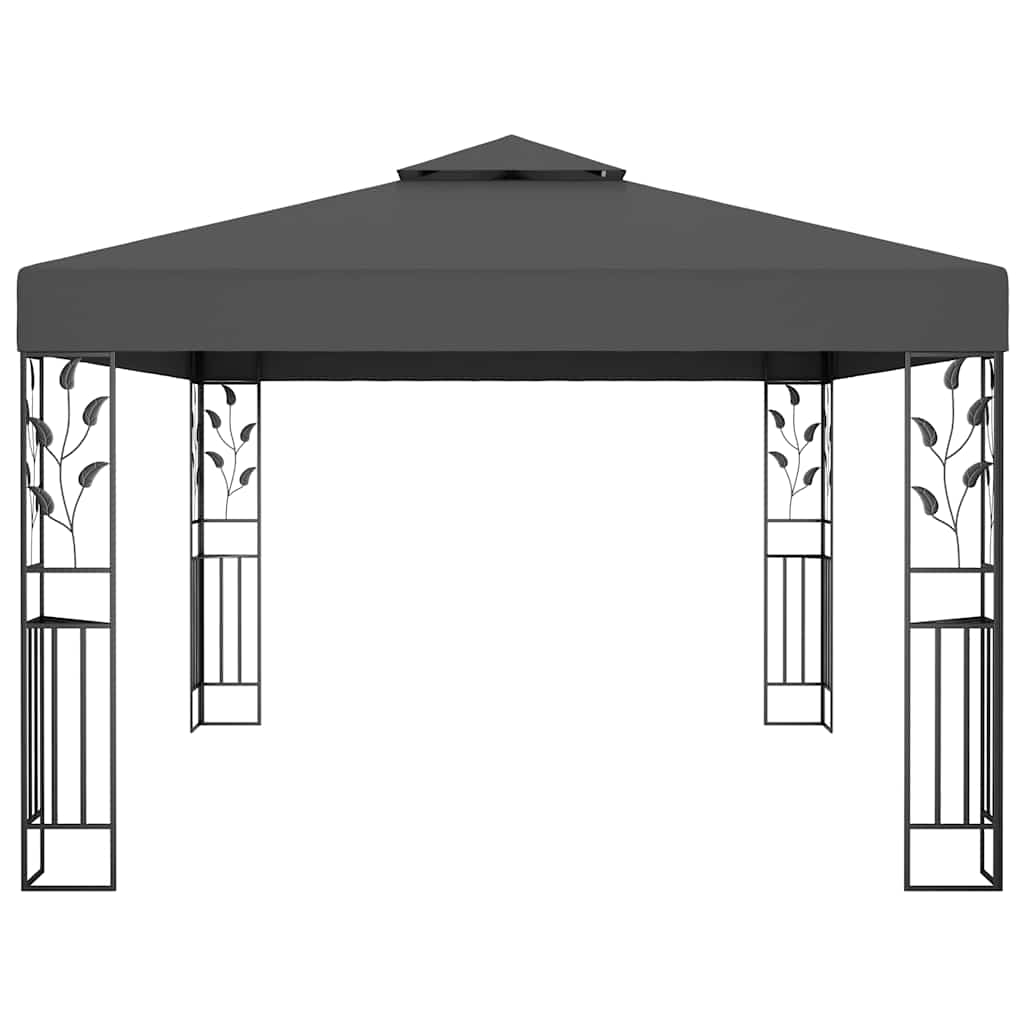 Pavilion cu acoperiș dublu&șiruri de lumini LED,antracit, 3x4 m