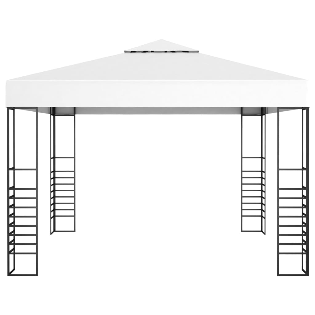 Pavilion de grădină cu șiruri de lumini LED, alb, 3x3 m