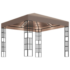 Pavilion cu șiruri de lumini LED, gri taupe, 3x3 m