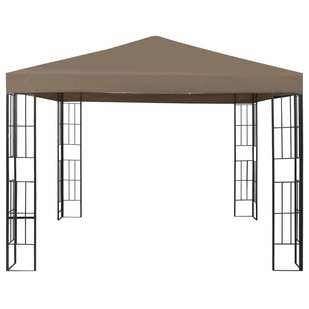 Pavilion cu șiruri de lumini LED, gri taupe, 3x3 m