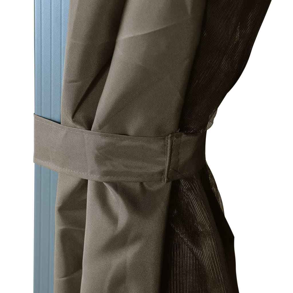 Pavilion cu perdele&șiruri lumini LED gri taupe 4x3m aluminiu