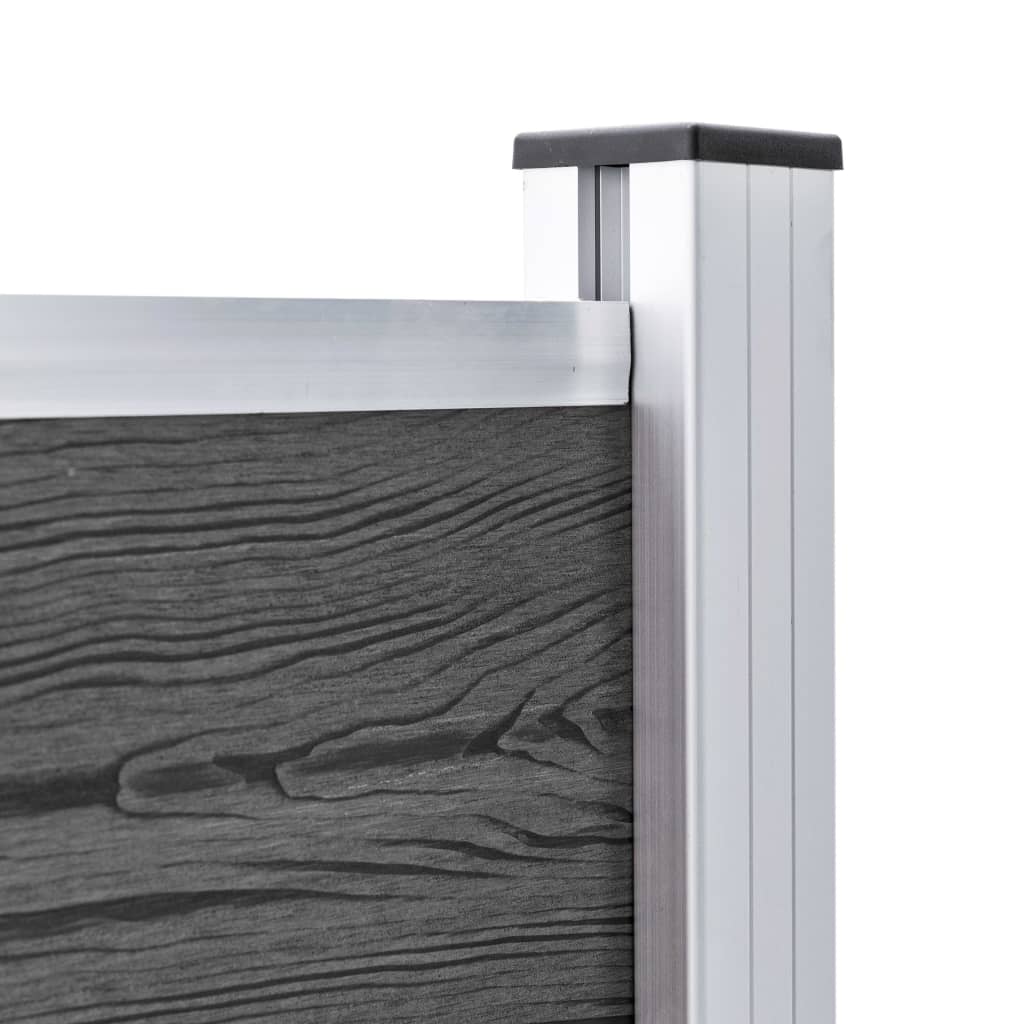Set de panouri de gard, negru, 526 x 105 cm, WPC