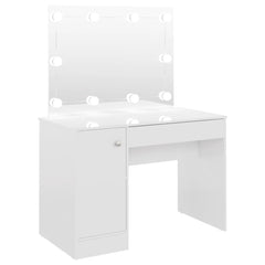 Masă de machiaj cu lumini LED alb strălucitor 110x55x145 cm MDF