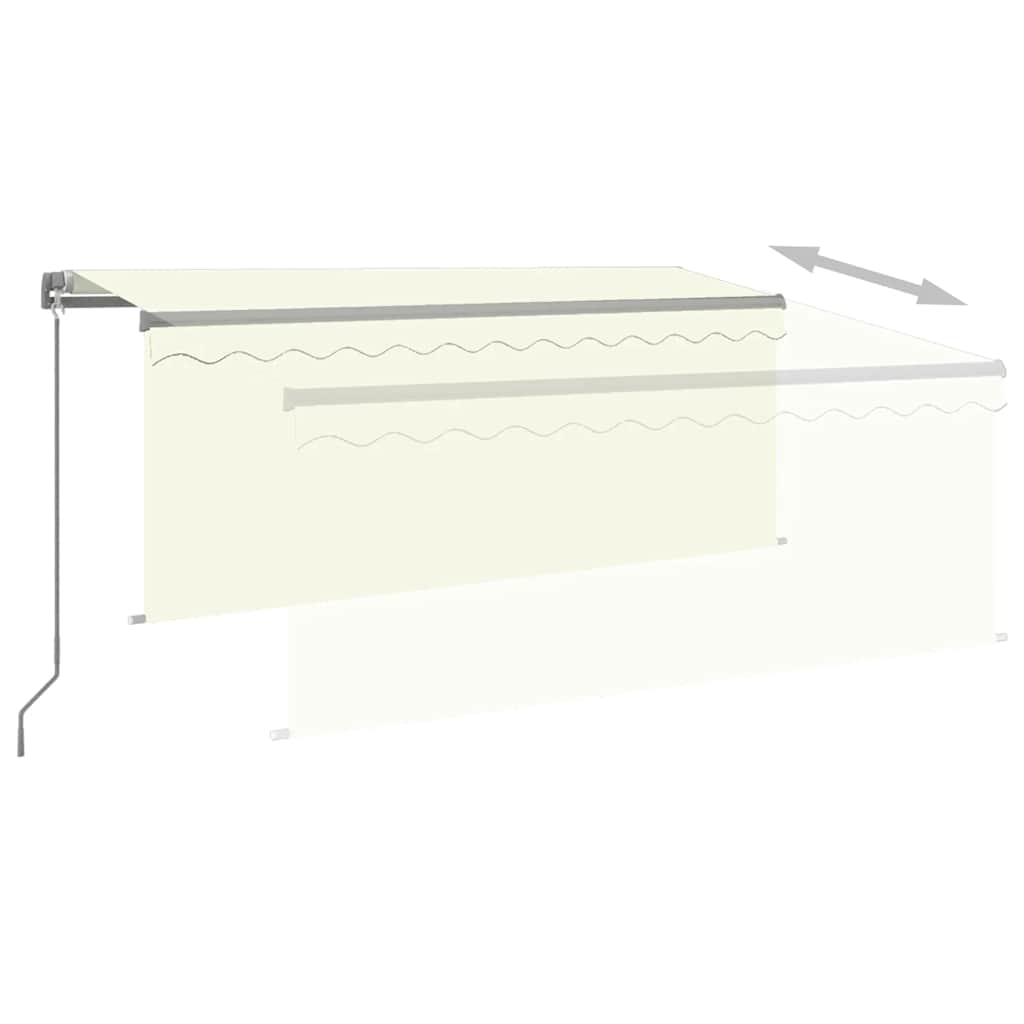 Copertină retractabilă manual cu stor&LED, crem, 3x2,5 m