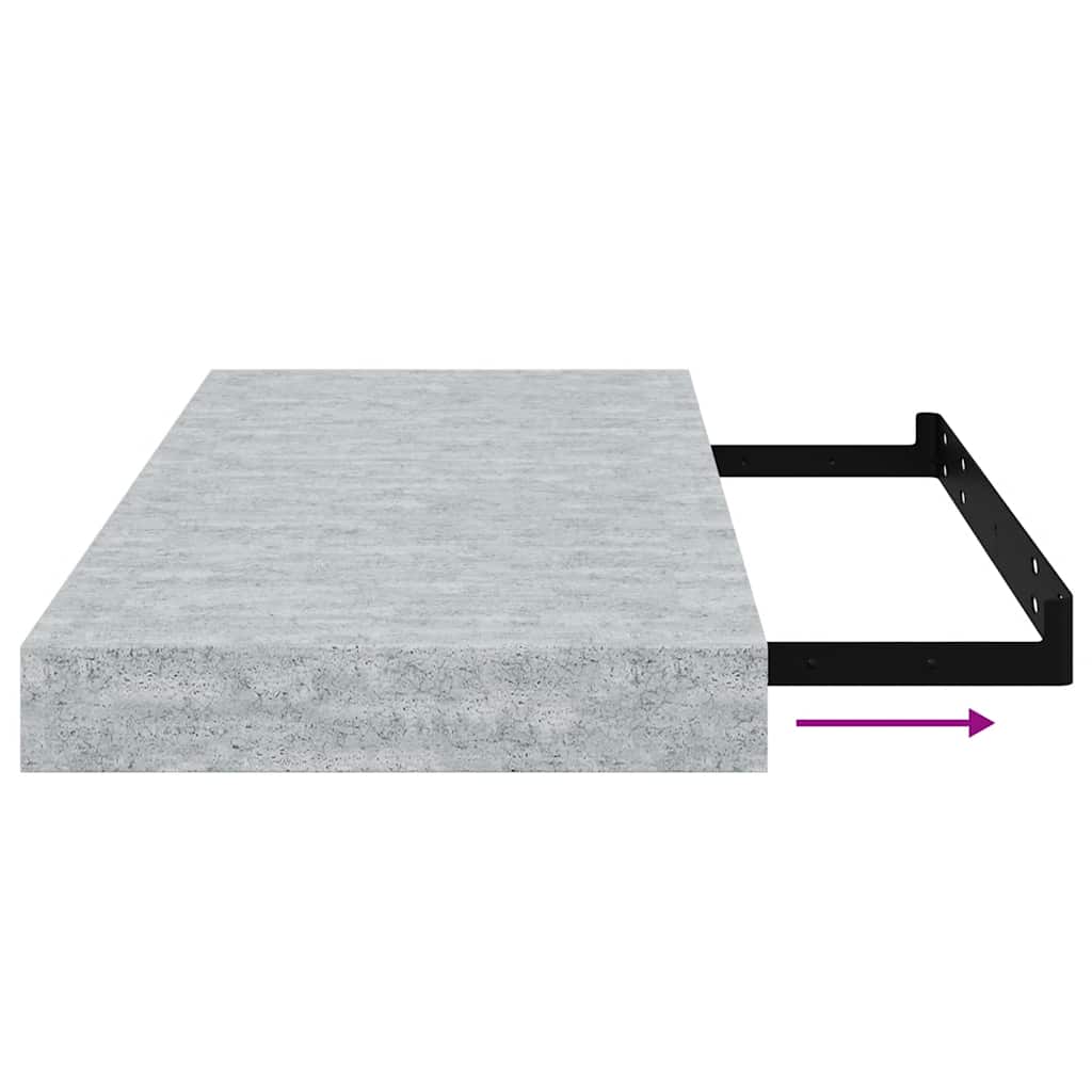 Rafturi de perete suspendate 2 buc. gri beton 50x23x3,8 cm MDF