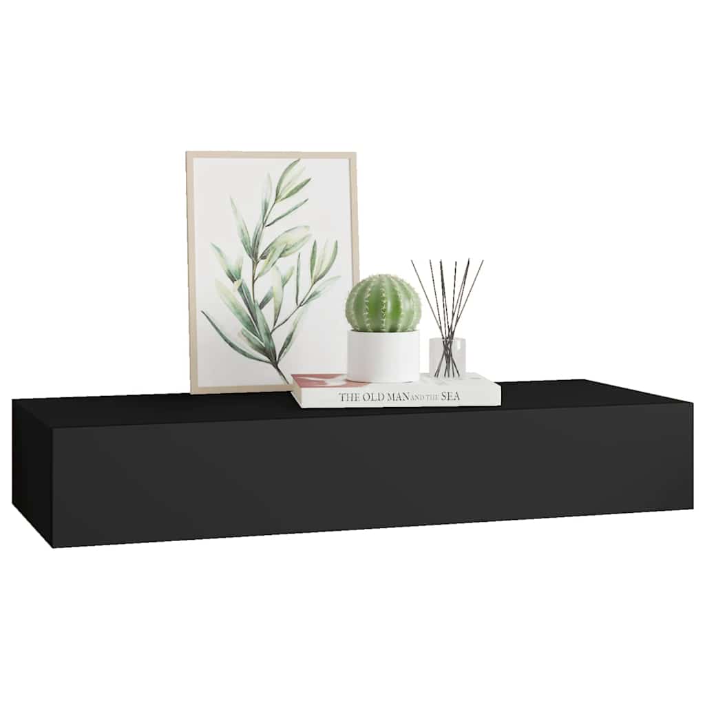 Dulap de perete cu sertar, negru, 60x23,5x10 cm, MDF