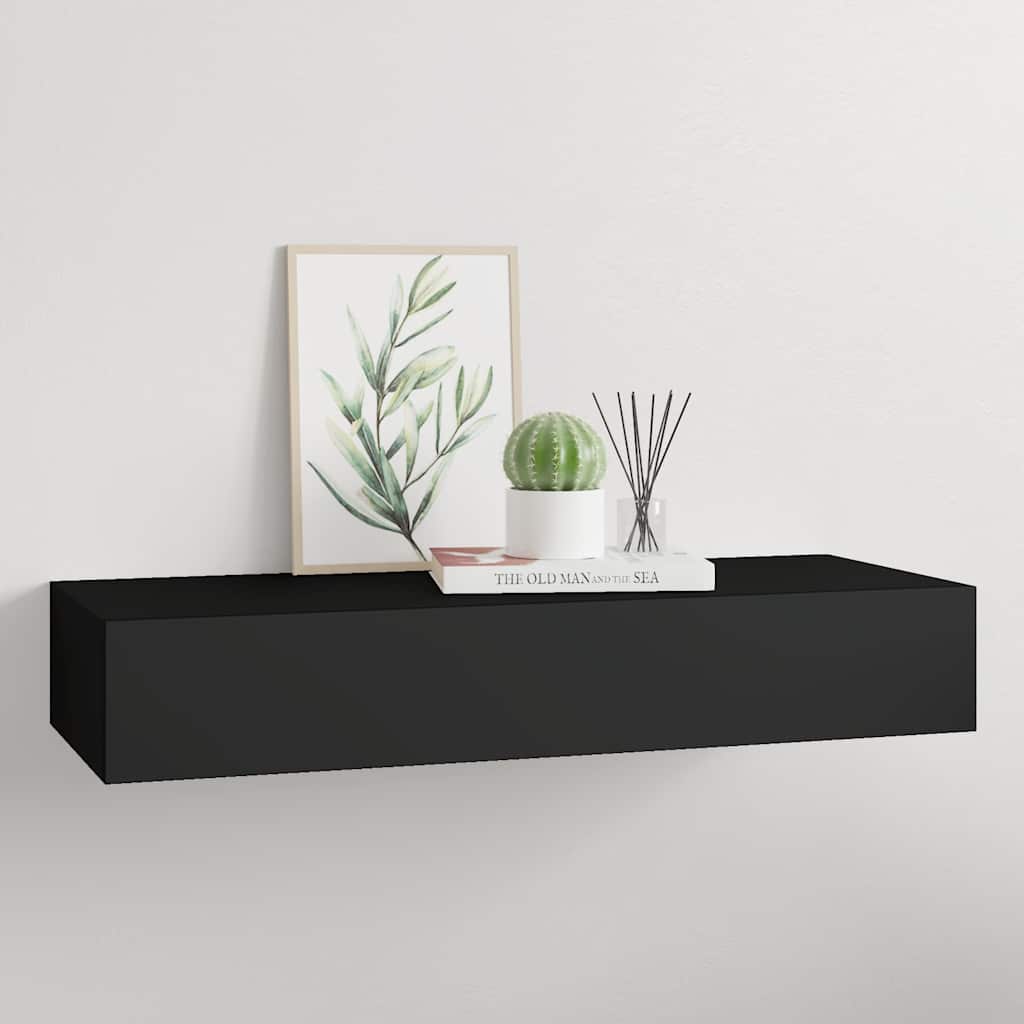 Dulap de perete cu sertar, negru, 60x23,5x10 cm, MDF