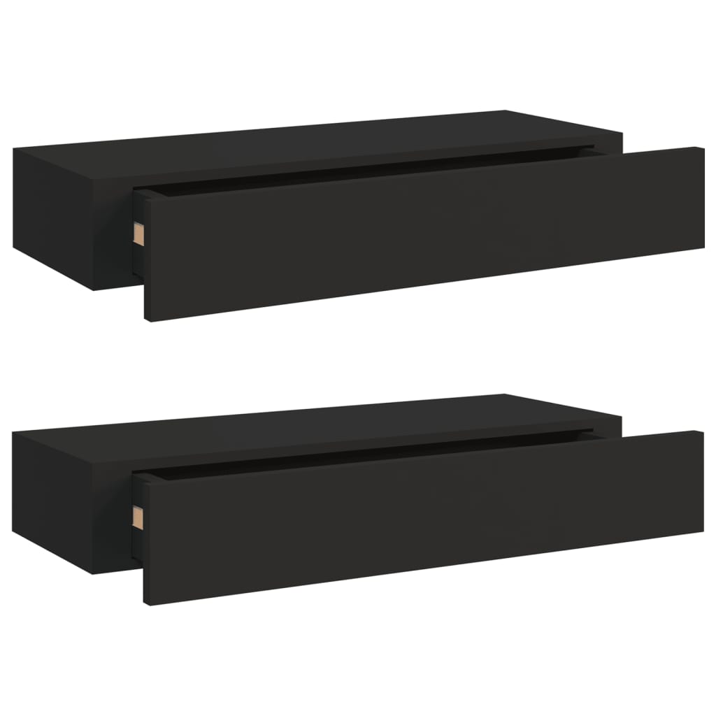 Dulapuri de perete cu sertare 2 buc. negru 60x23,5x10 cm MDF