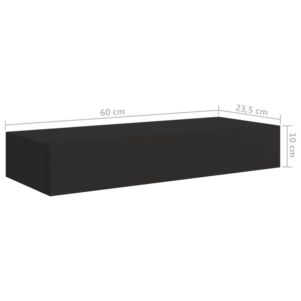 Dulapuri de perete cu sertare 2 buc. negru 60x23,5x10 cm MDF