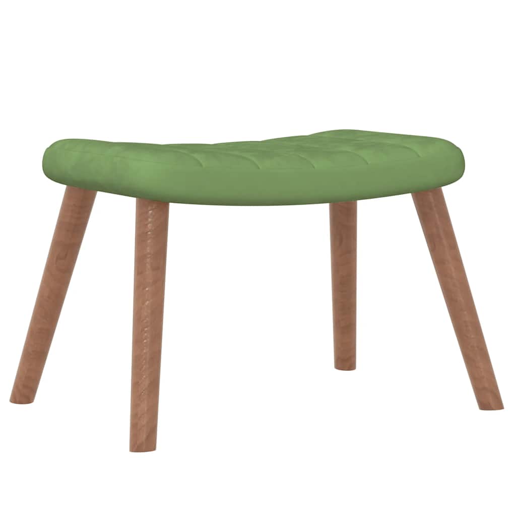 Scaun de relaxare cu taburet, verde deschis, catifea