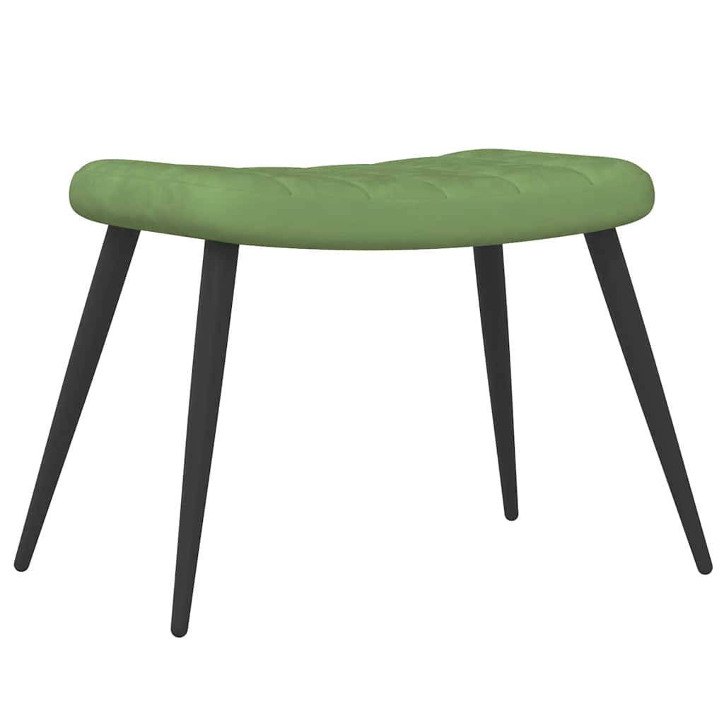 Scaun de relaxare cu taburet, verde deschis, catifea