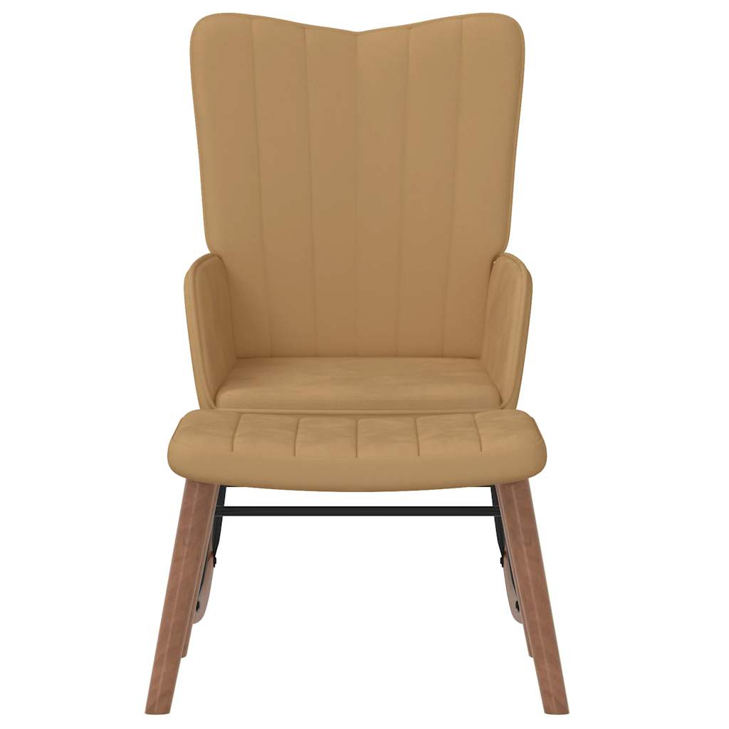 Scaun balansoar cu taburet, maro, catifea