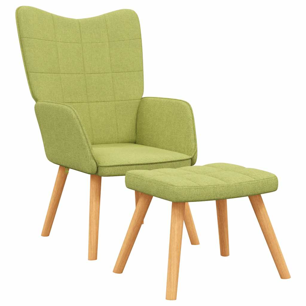 Scaun de relaxare cu taburet, verde, textil