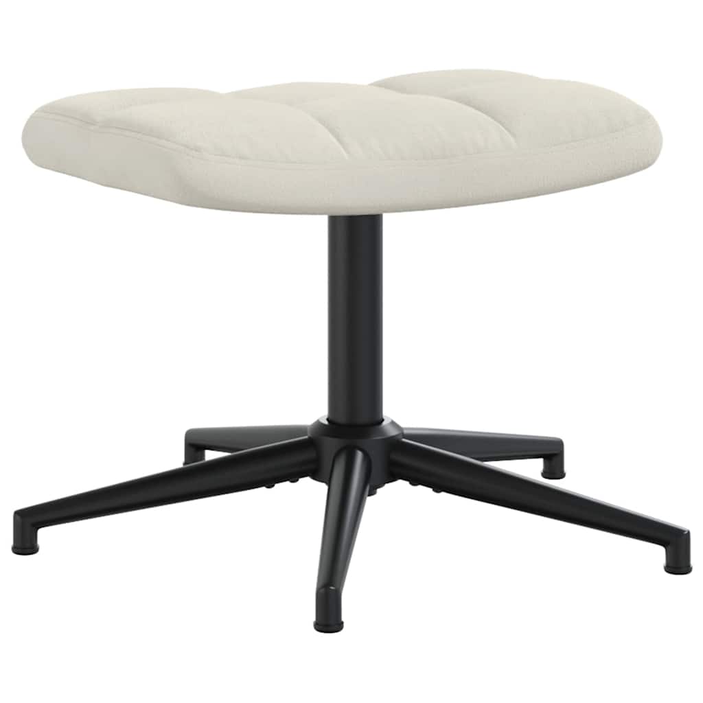 Scaun de relaxare cu taburet, alb crem, catifea