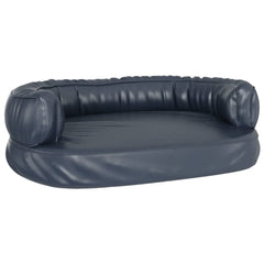 Pat pentru câini spumă ergonomică albastru 60x42 cm piele eco