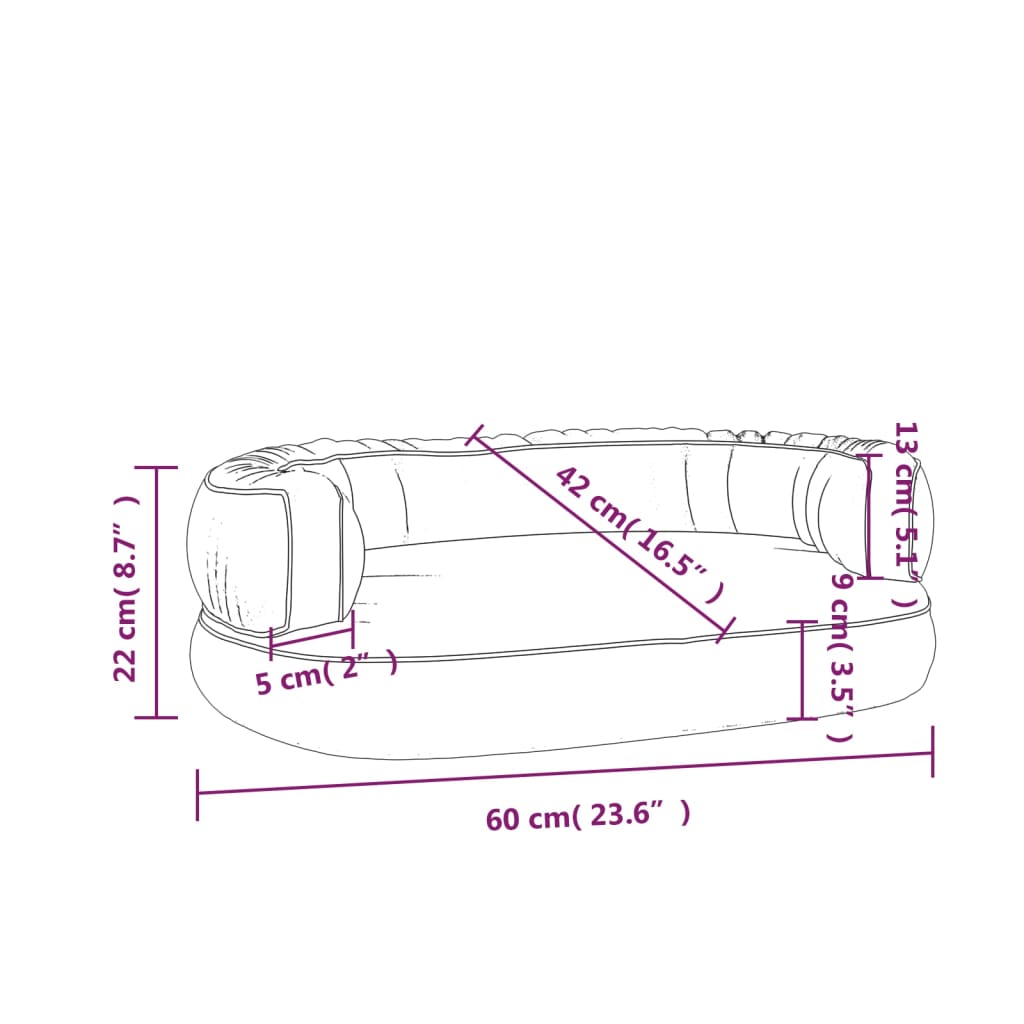 Pat pentru câini spumă ergonomică albastru 60x42 cm piele eco