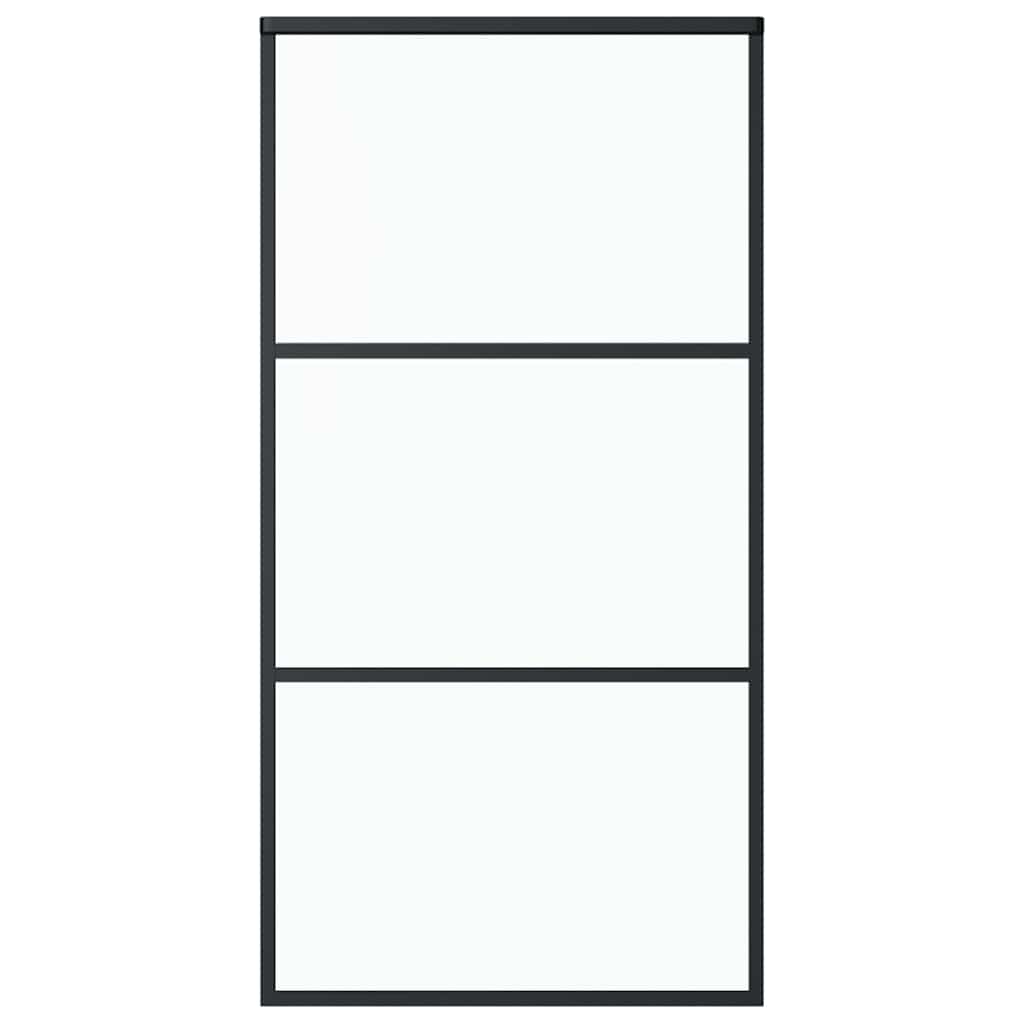 Ușă glisantă, negru, 102x205 cm, sticlă ESG și aluminiu