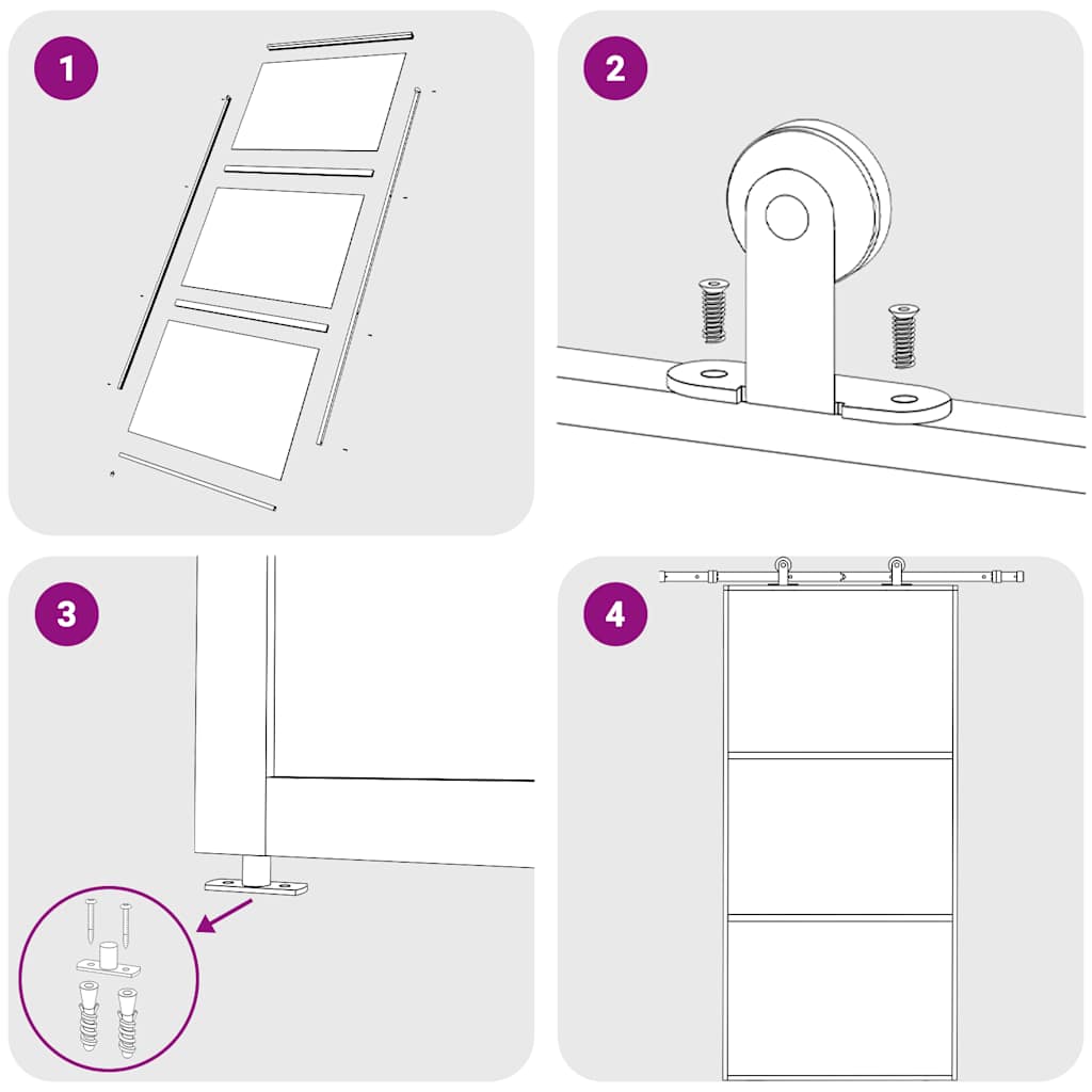 Ușă glisantă, negru, 102x205 cm, sticlă ESG și aluminiu