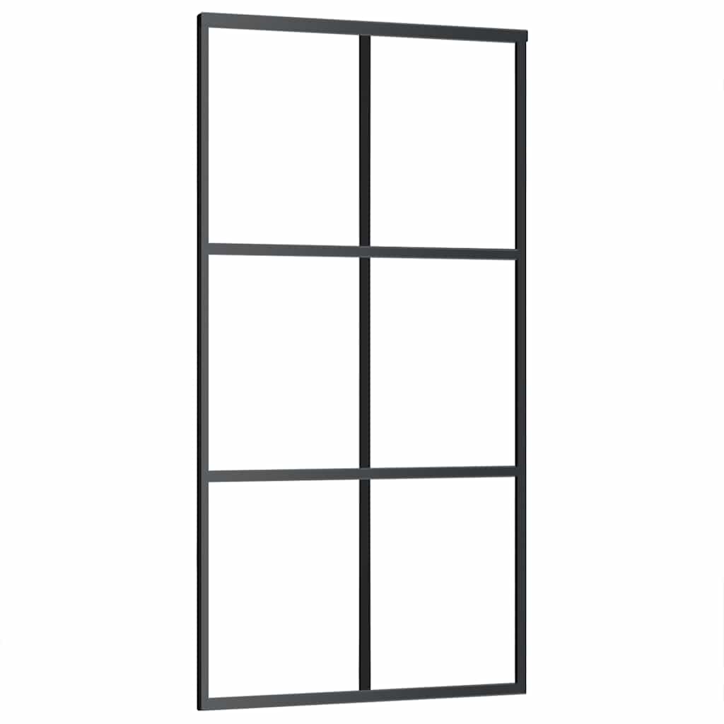 Ușă glisantă, negru, 102x205 cm, sticlă ESG și aluminiu