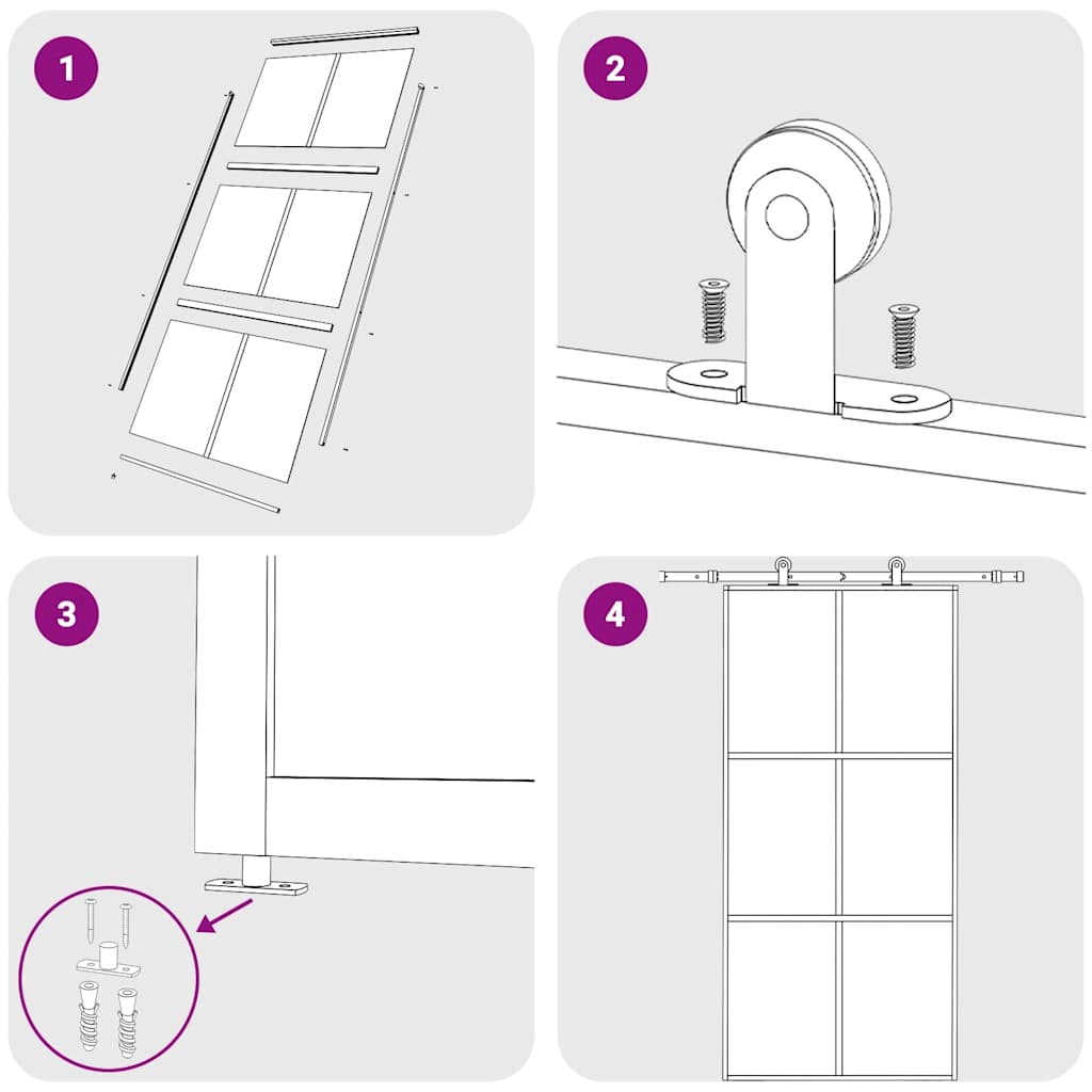 Ușă glisantă, negru, 102x205 cm, sticlă ESG și aluminiu
